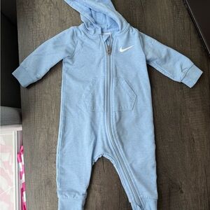Nike Light Blue Hooded Zip-Up Baby One-Piece